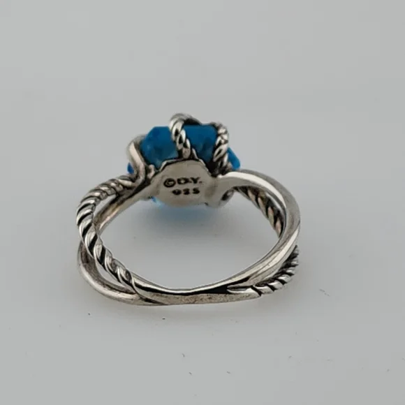 David Yurman Cable Wrap Ring with Blue Topaz and Diamonds - Picture 5 of 7